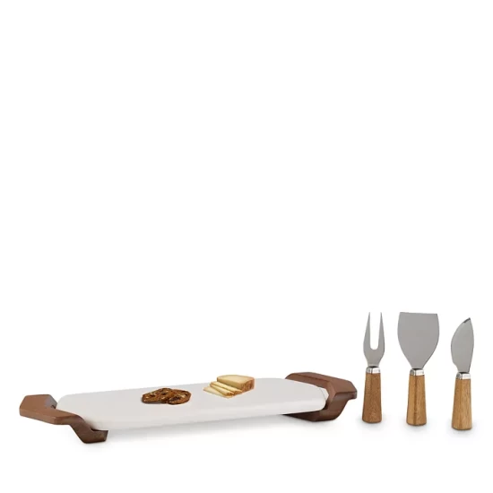 Outlet 🎁 Nambé Chevron Cheese Tray With Knives Marble/acacia Wood 🔥 5 Outlet 🎁 Nambé Chevron Cheese Tray With Knives Marble/acacia Wood 🔥 - Image 3