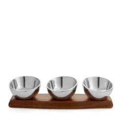 Buy 🌟 Nambé Luna Triple Condiment Bowl - 100% Exclusive Brown 🔔