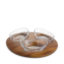 Budget 🥰 Nambé Vie Triple Snack Tray Set Wood ❤️
