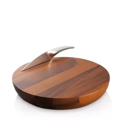 New 😀 Nambé Harmony Cheese Board & Knife Silver/brown ❤️