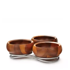 Cheapest 🤩 Nambé Braid Collection Condiment Server Chrome Plate And Acacia Wood 🛒