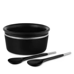 Cheap 👍 Nambé Braid Noir 3 Piece Round Salad Set - 100% Exclusive Black 🥰