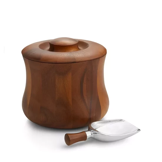 Promo 😀 Nambé Nara Ice Bucket With Scoop Brown/silver 🧨 3 Promo 😀 Nambé Nara Ice Bucket With Scoop Brown/silver 🧨