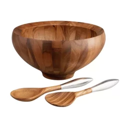 Cheapest 🎉 Nambé Yaro Salad Bowl Set Acacia 🔥