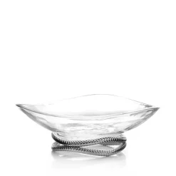 Outlet ❤️ Nambé Braid Collection Centerpiece Bowl Chrome Plate And Glass 💯
