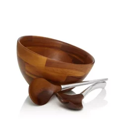 Cheap 🔔 Nambé Luna Salad Bowl & Servers - 100% Exclusive Brown 😉